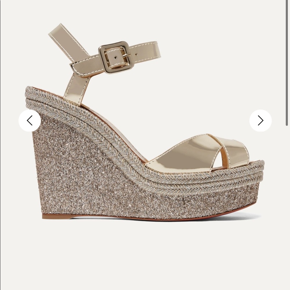 Christian Louboutin Almeria 120 Gold Wedge Sandals